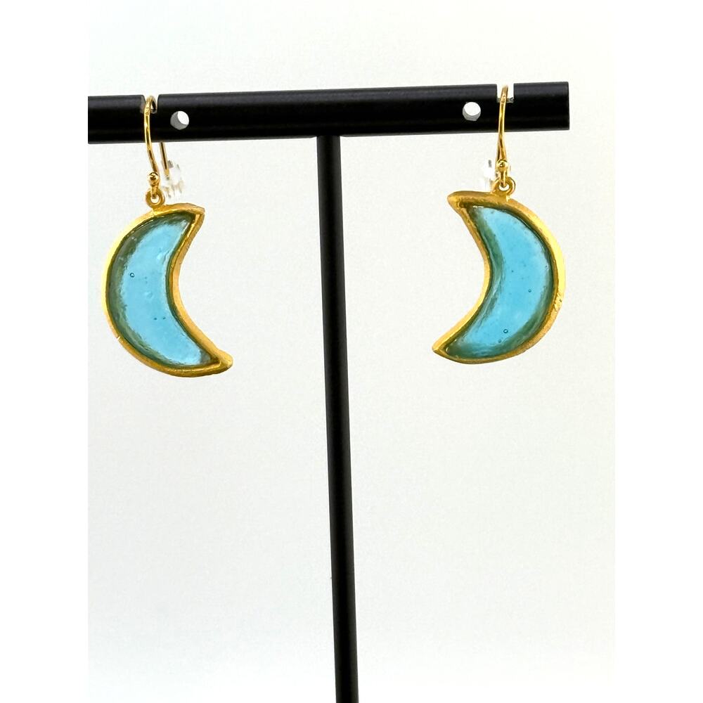Michael Vincent Michaud 18K Gold Plated Moon Wire Earrings